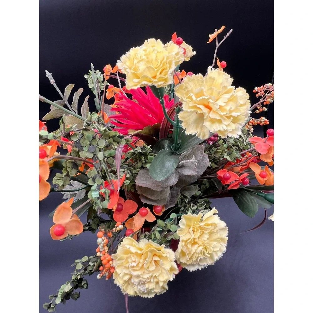 Burnt Orange Vase Faux Flower Arrangement‎ 13